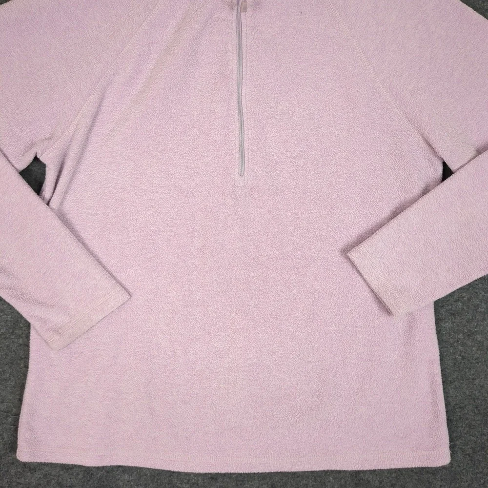 Eddie Bauer Womens Fleece Pullover 1/4 Zip Lavender Purple Mock Neck Size L